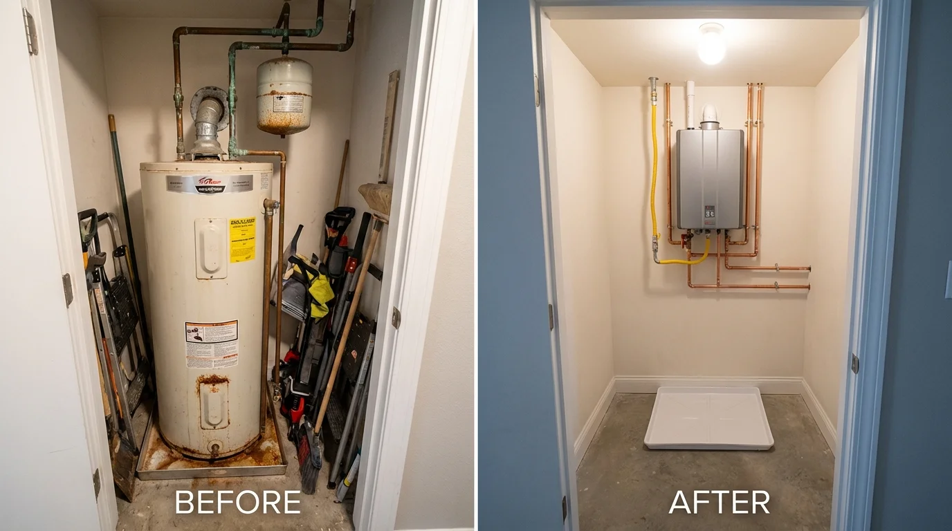 Tank water heater versus wall-mounted tankless unit comparison for Glendale, AZ homeowners