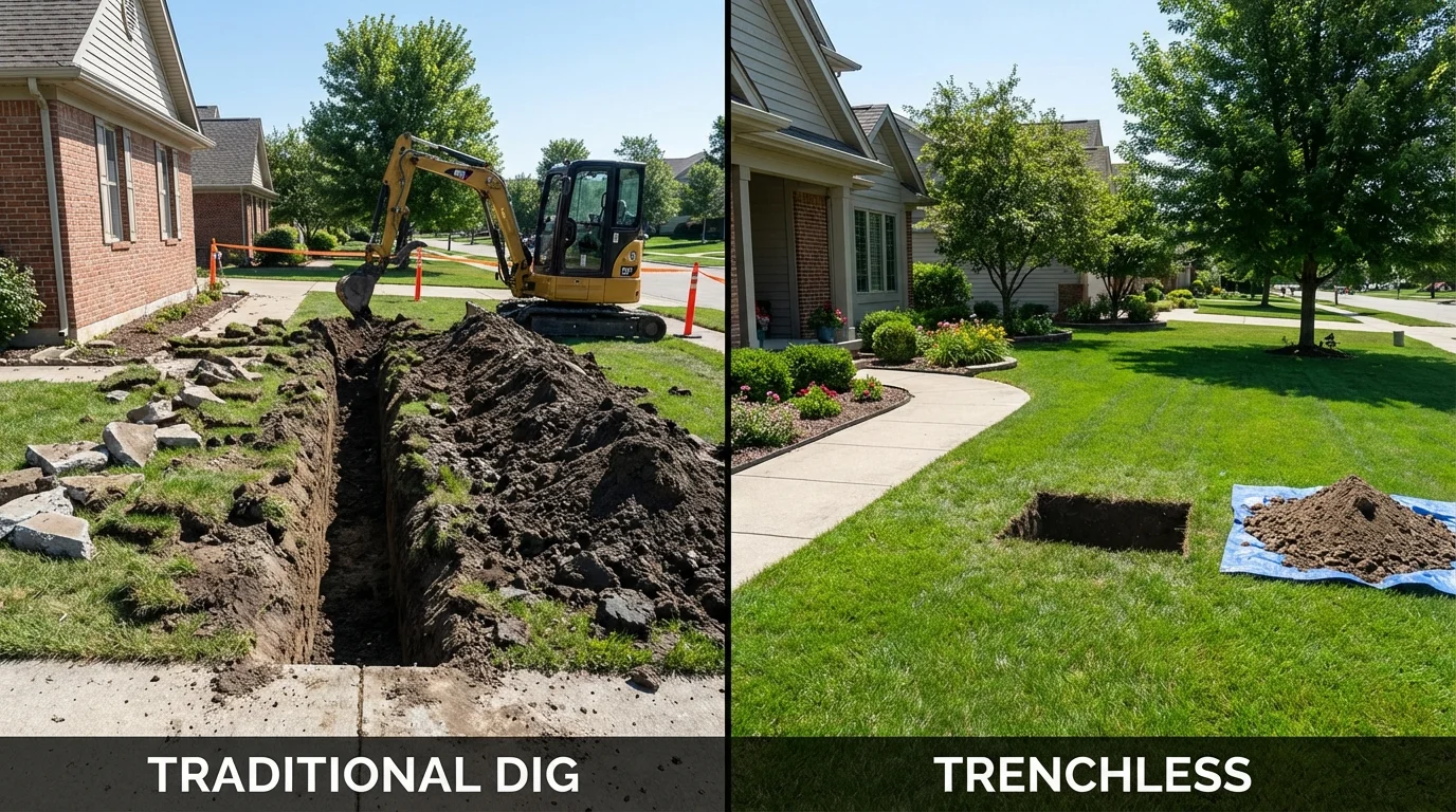 Trenchless sewer repair with minimal yard damage versus traditional excavation in Glendale, AZ